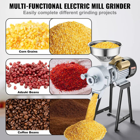 Electric Grain Mill Grinder 3000W 2 In 1 Wet And Dry Grinding With Funnel Feeder Beast Mode Heavy Duty Commercial Corn Mill Display