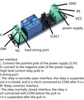 1 Channel Optocoupler Relay Module 3V/3.3V High Level Driver Isolated Drive Board For Arduino With Songle Relay 10A 250VAC 10A 30VDC Load Pack Of 5 Perfect For Prototyping Home Automation Robotics And Industrial Education, showing power interface connections and relay module details.