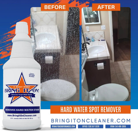 Before and after comparison using Grout Cleaner That Tackles Hard Water Stains And Shower Door Spots Cleans Tile Fiberglass And Windows 16 Ounce Bottle Fresh Mint Scent Non Toxic And Eco Friendly Formula For A Brighter Bathroom showing clean bathroom surfaces.