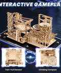 3D Wooden Marble Run Puzzle Kit For Adults, Mechanical Wood Roller Coaster Model, Brain Teaser Build, 330 Pieces, DIY Hobby Gift, Christmas Craft Kit, Home Decor Gift For Puzzle Lovers; twin-hull elevator