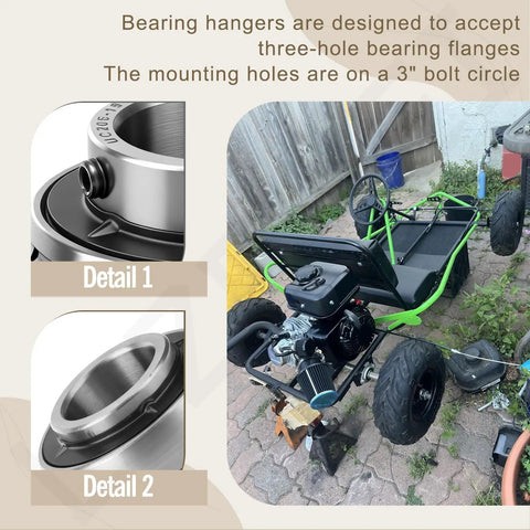 1 Inch Live Axle Bearing Kit fits Azusa axles and common kart builds including mini bikes trikes and off-road ATVs