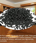 Raised Panel Cabinet Door Spacers 500 Pack Quarter Inch Black Rubber Ball Bumpers for alignment in kitchen cabinets.