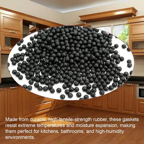 Raised Panel Cabinet Door Spacers 500 Pack Quarter Inch Black Rubber Ball Bumpers for alignment in kitchen cabinets.