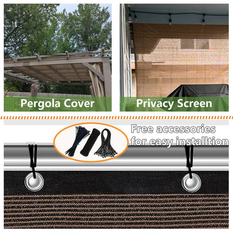90 Percent UV Blocking Sun Shade Cloth 10x30 Ft For Outdoor Deck Patio Garden Pergola Canopy Mocha Breathable Shade Fabric