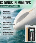 Premium Grade No Sweat Epoxy Putty Stick For Patching Fiberglass Surfboard and Paddleboard Dings waterproof product on surfboard.