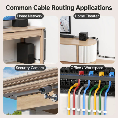 Nail-In Cable Clips Cord Organizer 200-Pack 7mm 0.27 Inch Wall Mount White used in home network, theater, security, and office.