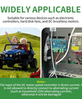 Image showing the Beefed Up Heavy Duty PWM DC Motor Speed Controller 9 To 60V 40A 2400W Max in use with kids' electric vehicle.