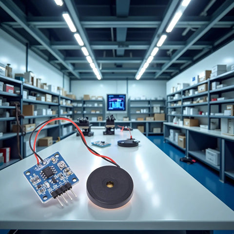 5.0V Piezoelectric Vibration Sensor Module With Analog And Digital Outputs TTL Level 20 By 20 mm on a table in a lab