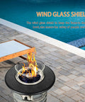 Outdoor Propane Fire Pit Table With Round Porcelain Tile Top 40,000 BTU Fire Bowl Column Auto Ignition by poolside