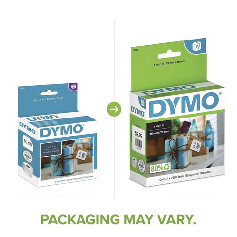 Heavy Duty Square Labels For Labelwriter Printers Hella Strong Sticky Backing Barcode Stickers One Inch Direct Thermal Adhesive Bulk Roll Of 750 Units packaging display.