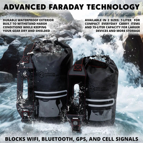 Faraday Tote Dry Bag 7L Capacity Waterproof Signal Blocking For Phones Tablets Radios On The Go, Data Privacy And EMP Shield