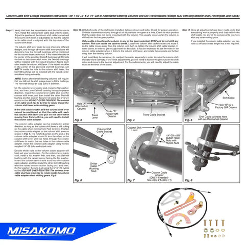 2 Inch Aftermarket Adjustable Steering Column Shift Linkage Kit For Easier Quick Shifts And Smoother Pedal Response Plug And Play Install Durable Aluminum Construction Easy Install Eliminates Transmission Wiring Hassles, install instructions and parts layout