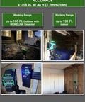 3x360 Rotary Laser Level With Green Beam Self Leveling One Horizontal And Two Vertical Planes 12 Line Layout indoors and outdoors.
