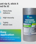 Beefy Heavy Duty Duct Tape Waterproof 5 Pack Industrial Gray Tape For Repairs Indoor Outdoor Use features on package
