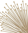 Antique Bronze Brass Ball Head Pins, 21 Gauge, 60mm Length, About 235 Pcs For Jewelry Beading And Dangle Earring Making, Smooth Finish Headpins, High Quality Brass Findings For DIY Crafts, arranged on white background