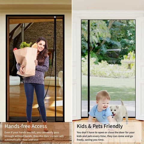 Reversible Screen Door With Magnetic Closure For Sliding Doors And Doorways Heavy Duty Fiberglass Bug Mesh That Keeps Bugs Out Self Closes Left Or Right Side Opening Pet Friendly 36 By 96 Inches