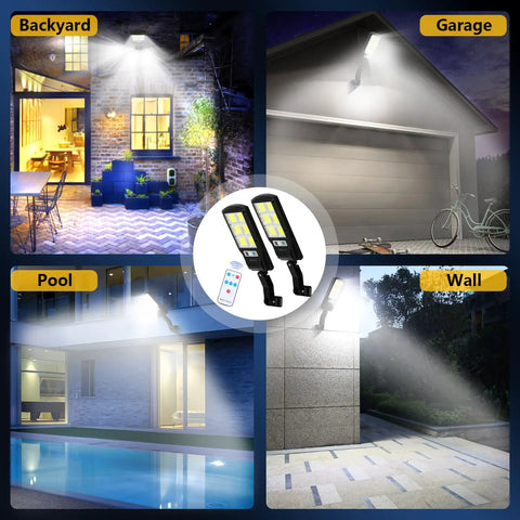 Solar Powered Motion Sensor Outdoor Lights 6000 Lumens LED IP67 Waterproof Wall Lights With Remote Control for multi-location view