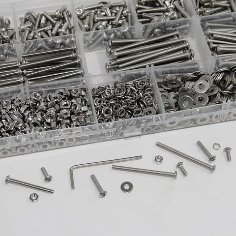 Heavy Duty 1040 Piece M3 Screw Kit With Nuts, Washers And Hex Wrench Includes M3 Screws From 6mm To 40mm Range for 3D printers.