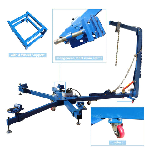 Beefed-Up 10 Ton Hydraulic Auto Frame Straightener And Beam Alignment Machine with wheel support and manganese steel clamp