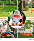 Tree Swing Seat For Kids With Thick Rope, Built Tough Outdoor Swing Set Accessory For Backyard Fun, Adjustable Rope, Bright Orange