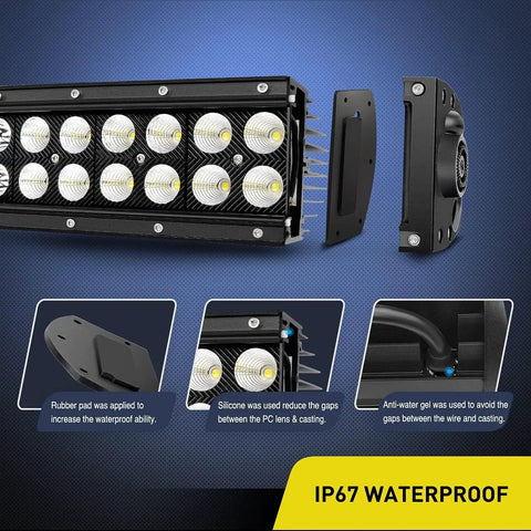 32 Inch 180W Curved LED Light Bar Offroad Driving Lights With Spot Flood Combo IP67 waterproof construction details