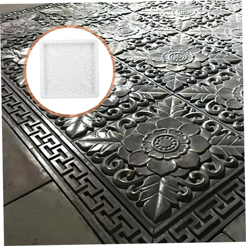DIY Concrete Brick Molds For Garden Pathways Vintage Paving Molds For Lawn And Patios Decoration, featuring floral design.