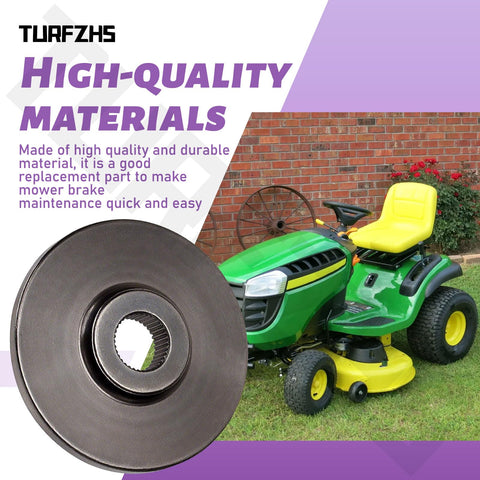 Beefed Up Brake Disc For Wide Range Mower Models Compatible With MTD Cub Cadet Craftsman beside green riding mower