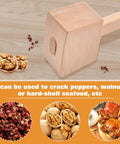 9.5 Inch Beech Wood Mallet For Do It Yourself Woodworking And Leather Craft Projects next to walnuts, peppercorns, and seafood.