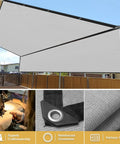 8 By 10 Foot Outdoor Sun Shade Cloth With Grommets For Patio Carport And Backyard Grey Shade Sail That Blocks Up To 95 Percent UV Rays installed over patio