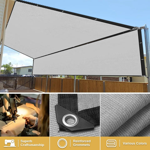 8 By 10 Foot Outdoor Sun Shade Cloth With Grommets For Patio Carport And Backyard Grey Shade Sail That Blocks Up To 95 Percent UV Rays installed over patio