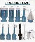 Diamond Core Drill Bit Set For Porcelain Ceramic Tile And Granite Marble Heavy Duty 9 Piece Tile Hole Saw Kit Product Size