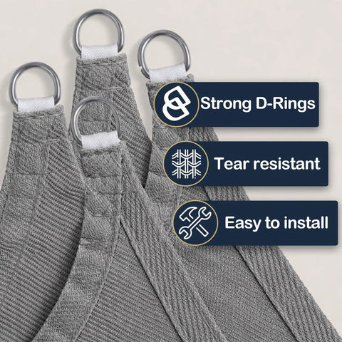 Rectangle Sun Shade Sail 10 By 13 Feet Permeable Canopy For Patio Garden Backyard And Deck UV Blocking Sunshade in Gray with D-rings and tear-resistant design.