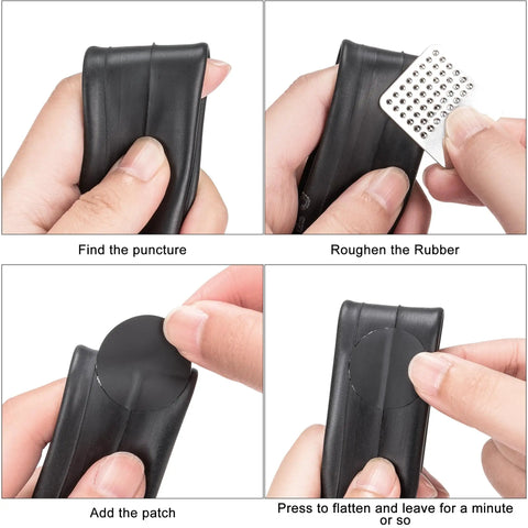 Steps to patch a tire using Grab-And-Go 8-In-1 Bike Repair Kit With CO2 Inflator And Cartridges, Saddle Bag, Tire Patch Kit And Levers