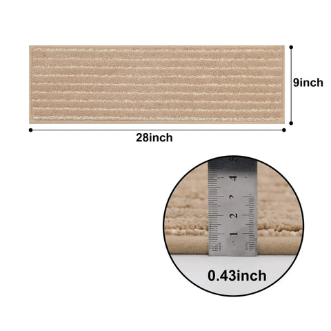 Soft Edging Stair Treads Non Slip Carpet Mat 28 By 9 Inch Indoor Stair Runner For Wooden Steps Beige 15 Pack With TPE Backing