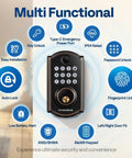 Keyless Entry Door Lock With Fingerprint And Passcode, Electronic Deadbolt For Front Door, Auto Lock, Includes 2 Keys features.