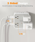 11 In 1 Wall Outlet Extender With 8 Sockets 1 USB C And 2 USB A Ports Surge Protector installed with plug measurements