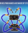 Five Arm Helping Hands With Led Magnifier For Electronics Soldering And PCB Workbench Organizer, Non Slip Weighted Stand