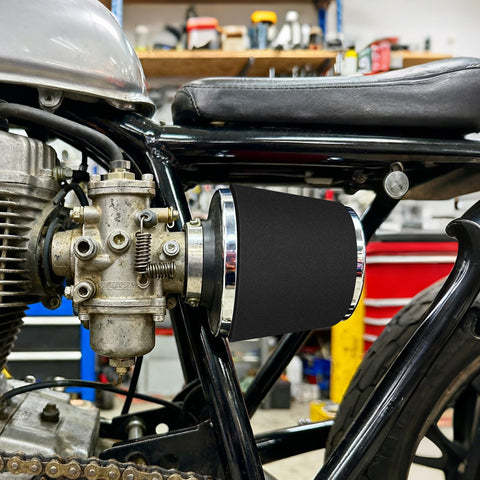 60 PPI Coarse Polyurethane Foam Filter Sheet on motorcycle engine air filter, washable, reusable, cut to size 18x12x0.6 inches.