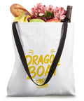 Dragon Boat Racing Tote Bag For Paddlers And Crew Members filled with groceries and flowers, 16x16 durable white bag with black handles.