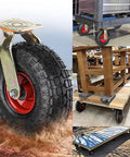 Pair Of Heavy Duty Inflatable Casters With Grippy Rubber Tires And Rolls Like A Dream Double Ball Bearings on a variety of platforms.