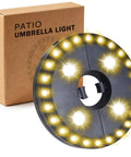 Warm White Cordless Umbrella Light With 3 Brightness Modes, 28 LEDs Up To 200 Lumens, Battery Operated By 4 AA, Clamp On Design