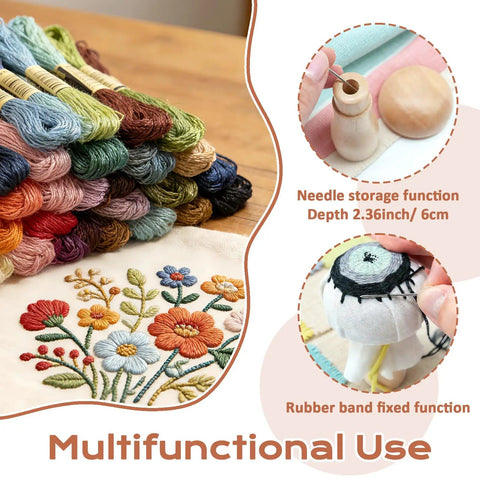 Speedweve Darning Mini Loom Kit With 50 Color Threads showcasing needle storage and fabric patching use