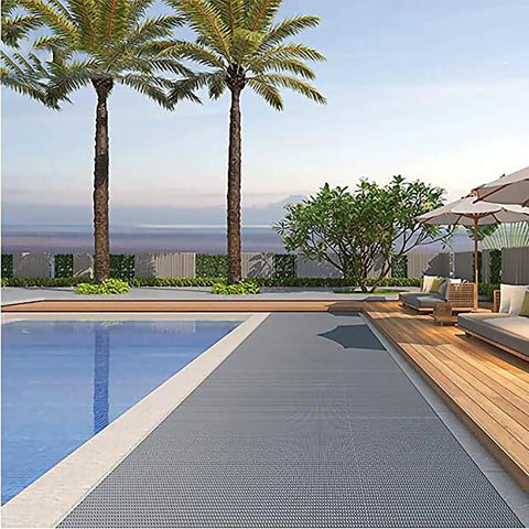 Drainage Non Slip Floor Mat For Wet Areas 3 By 20 Feet Heavy Duty PVC Anti Fatigue Rug installed by a poolside
