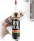 Heavy Duty Non Leveling RV Roof Lap Sealant Waterproof Caulk in use, designed for vertical walls and trailer windows.