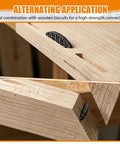 Close-up of Budget-Friendly Biscuit Joiner Kit with plastic biscuit in wood joint, showcasing ease of use for woodworking projects.