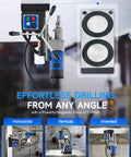 ZELCAN magnetic drill press, blue and black, front view mounted on metal surface with control panel.