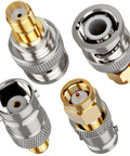 BNC To SMA Adapter Kit Gold Plated 50 Ohm Radio Antenna Adapter For SDR CCTV Ham Radio, connectors close-up