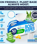No Rinse Bath Wipes For Adults XL Thick Cleansing Wipes Bundle shown with aloe and packaging features