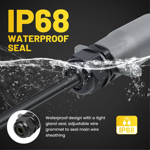 7 Pin Trailer Plug With IP68 Waterproof Seal Detachable 7 Way Round RV Style Trailer Side Connector submerged in water