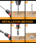 Installation method steps for Weekend Warrior Approved 304 Stainless Steel Hex Head Lag Bolts For Wood 1/4 By 1-1/4 Inches 25 Pack.